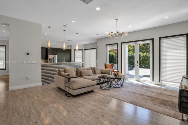 Interior, Kitchen, Living room, Pendant Lights, Recessed Lighting, Stainless Steel Appliances, Wood Texture Flooring