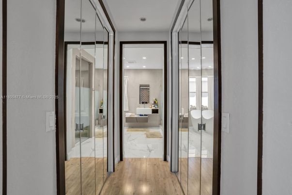 Interior, Marble, Recessed Lighting, Wood Texture Flooring