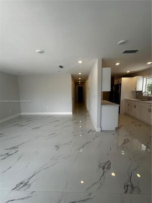 Empty room, Interior, Kitchen, Marble, Recessed Lighting