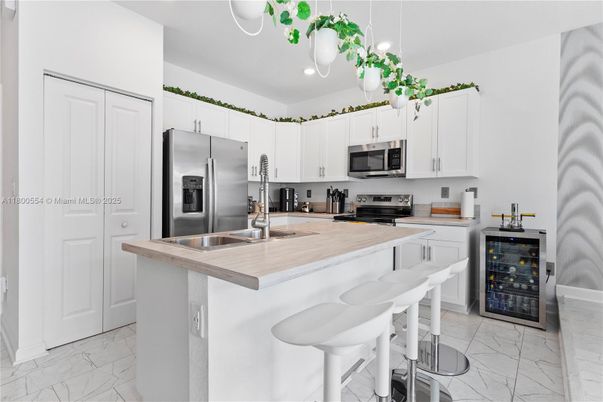 Interior, Kitchen, Marble, Recessed Lighting, Stainless Steel Appliances