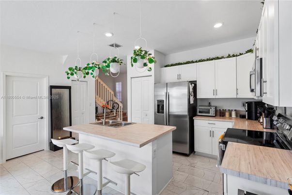 Interior, Kitchen, Marble, Pendant Lights, Recessed Lighting, Stainless Steel Appliances