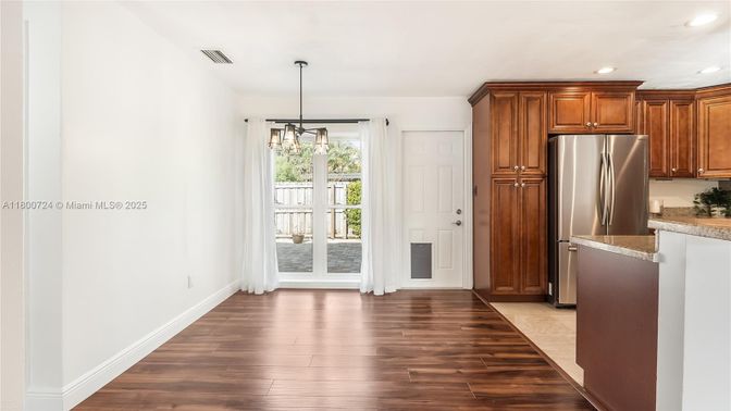Interior, Kitchen, Pendant Lights, Recessed Lighting, Wood Texture Flooring