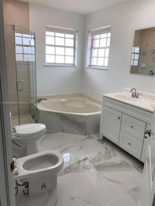 Bathroom, Dual Sink Vanities, Glass Shower, Interior, Marble