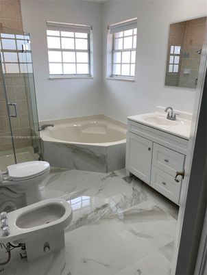 Bathroom, Dual Sink Vanities, Glass Shower, Interior, Marble