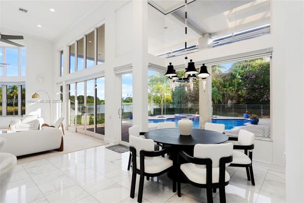 Dining room, Interior, Marble, Pendant Lights, Recessed Lighting