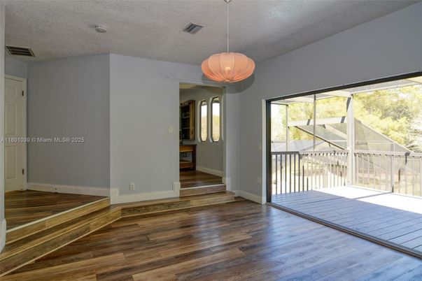 Empty room, Interior, Pendant Lights, Wood Texture Flooring