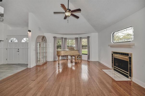 Fireplace, Interior, Piano, Wood Texture Flooring