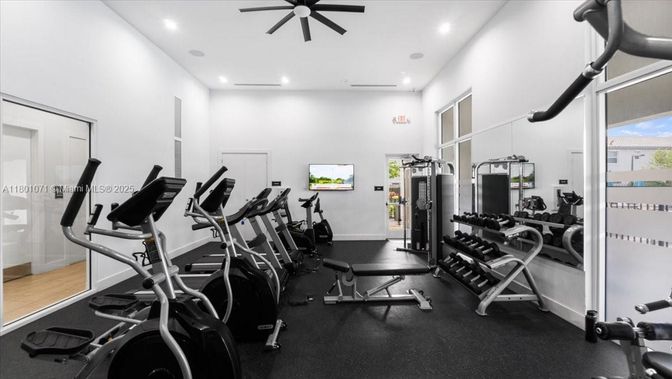 Fitness Equipment, Gym, Interior, Recessed Lighting