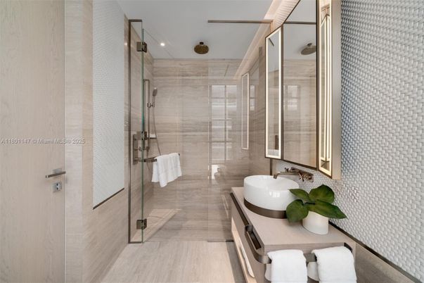 Bathroom, Glass Shower, Interior, Recessed Lighting