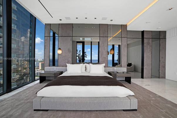 Bedroom, Interior, Marble, Pendant Lights, Recessed Lighting