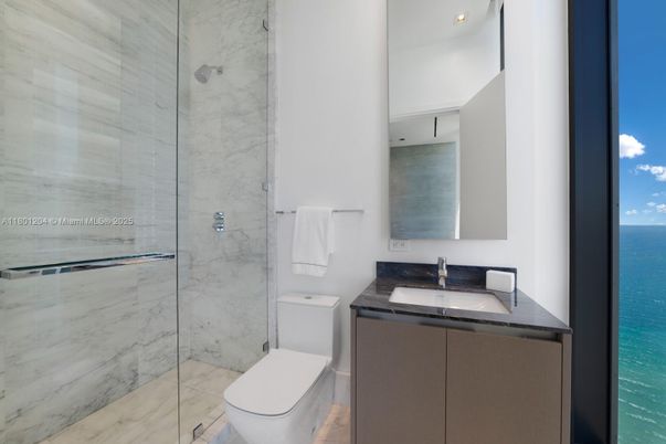 Bathroom, Glass Shower, Interior, Marble Walls