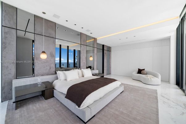 Bedroom, Interior, Marble, Pendant Lights, Recessed Lighting