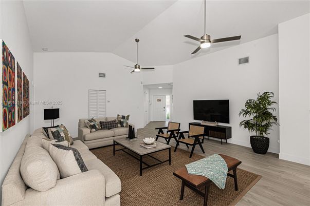 Interior, Living room, Recessed Lighting, Wood Texture Flooring