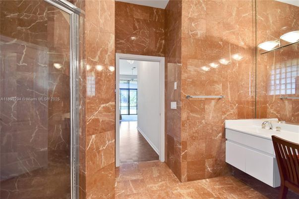 Bathroom, Glass Shower, Interior, Marble Walls
