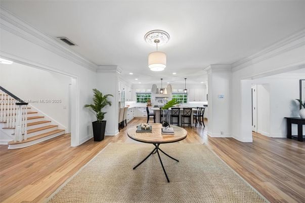Interior, Kitchen, Pendant Lights, Recessed Lighting, Wood Texture Flooring