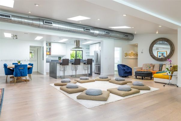 Dining room, Interior, Kitchen, Living room, Recessed Lighting, Wood Texture Flooring