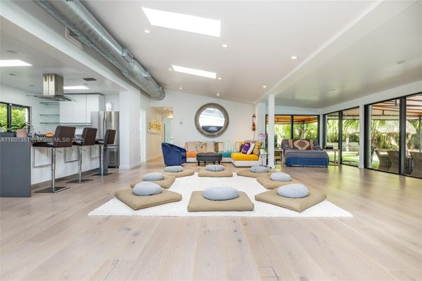 Interior, Kitchen, Living room, Recessed Lighting, Wood Texture Flooring