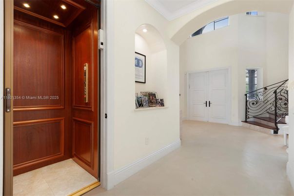 Elevator, Interior, Recessed Lighting, Wooden Walls