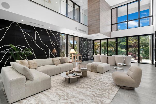 Interior, Living room, Marble Walls, Recessed Lighting, Wood Texture Flooring