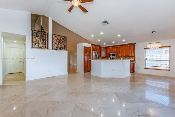 Chandelier, Interior, Kitchen, Recessed Lighting, Stainless Steel Appliances