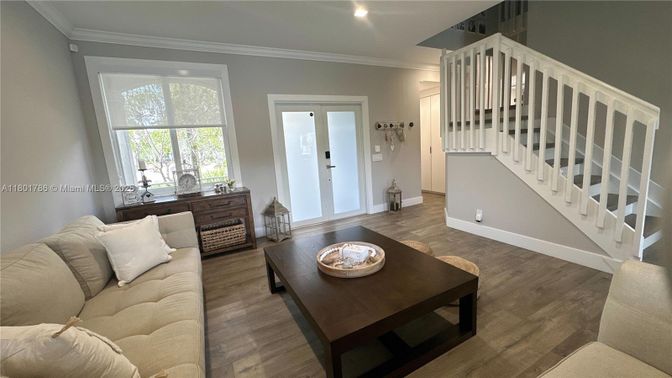 Interior, Living room, Recessed Lighting, Wood Texture Flooring
