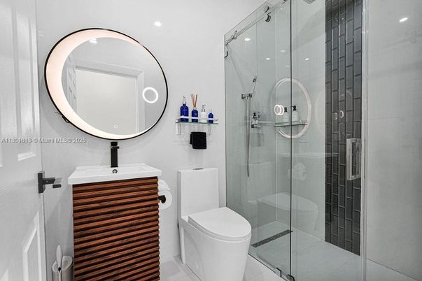 Bathroom, Glass Shower, Interior, Recessed Lighting