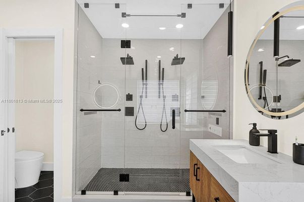 Bathroom, Glass Shower, Interior, Recessed Lighting