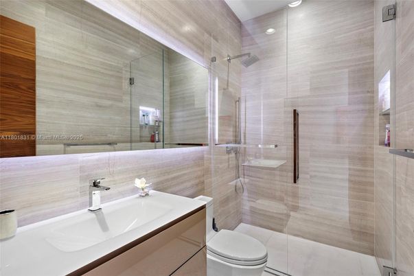 Bathroom, Glass Shower, Interior, Recessed Lighting