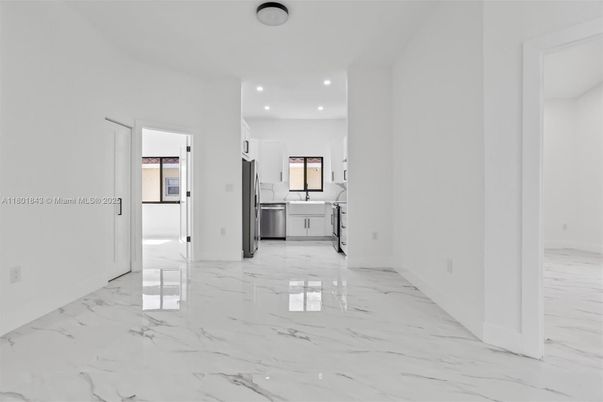 Interior, Kitchen, Marble, Recessed Lighting, Stainless Steel Appliances
