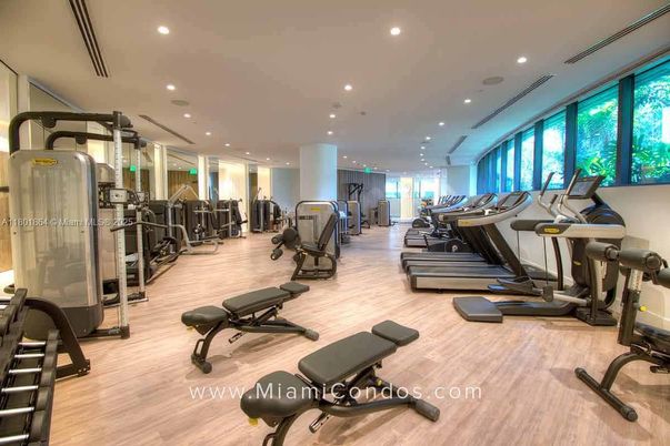 Fitness Equipment, Gym, Interior, Recessed Lighting, Wood Texture Flooring