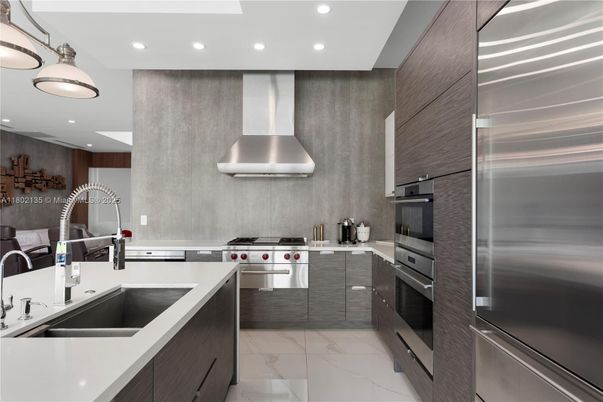 Interior, Kitchen, Marble, Recessed Lighting, Stainless Steel Appliances