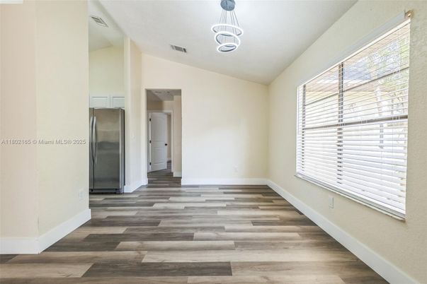 Empty room, Interior, Pendant Lights, Wood Texture Flooring