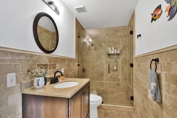 Bathroom, Glass Shower, Interior, Stone Walls