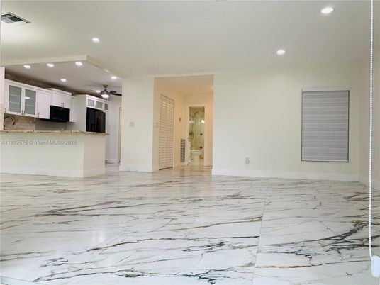 Empty room, Interior, Kitchen, Marble, Recessed Lighting