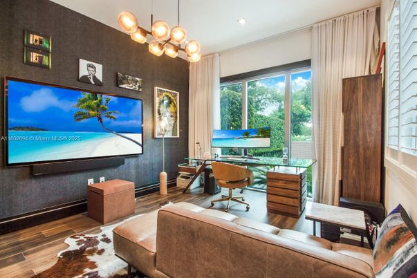 Home Office, Interior, Pendant Lights, Recessed Lighting, Wood Texture Flooring