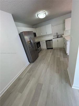 Interior, Kitchen, Stainless Steel Appliances, Wood Texture Flooring