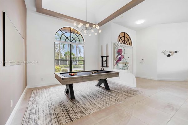 Billiard Table, Game Room, Interior, Pendant Lights, Recessed Lighting