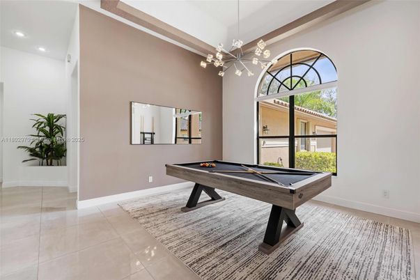 Billiard Table, Game Room, Interior, Pendant Lights, Recessed Lighting