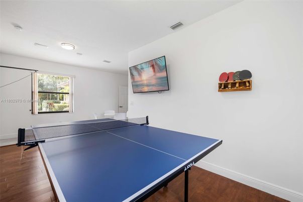Game Room, Interior, Recessed Lighting, Wood Texture Flooring