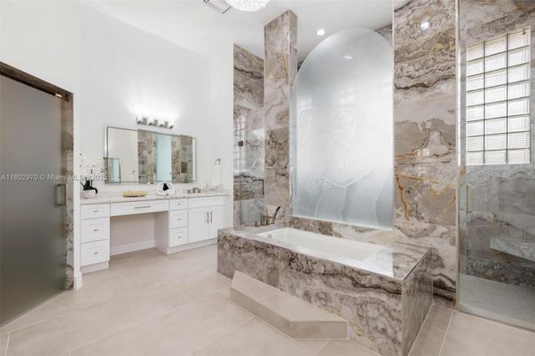 Bathroom, Dual Sink Vanities, Glass Shower, Interior, Recessed Lighting