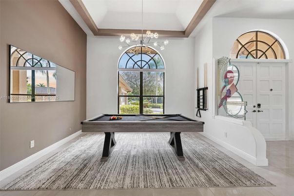 Billiard Table, Chandelier, Game Room, Interior, Pendant Lights