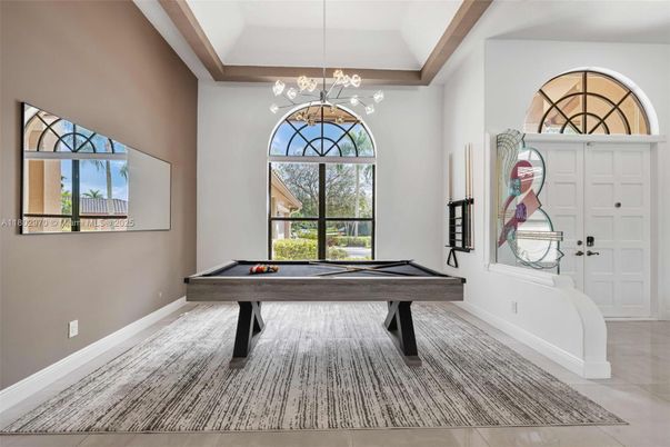 Billiard Table, Chandelier, Game Room, Interior, Pendant Lights