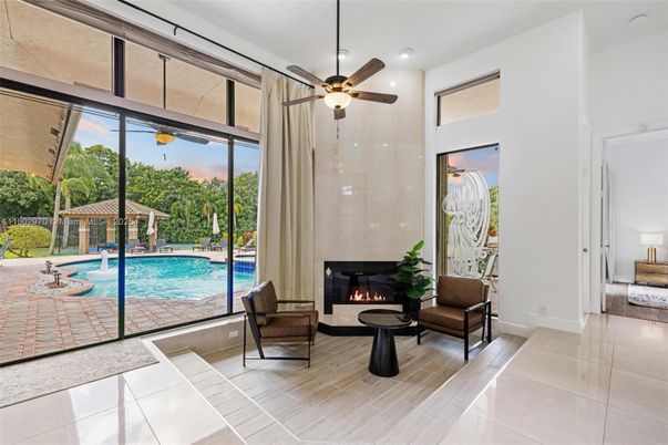 Fireplace, Interior, Pool, Recessed Lighting