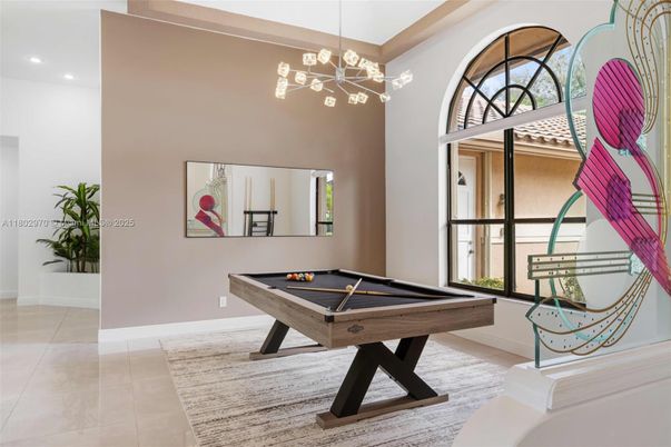 Billiard Table, Game Room, Interior, Pendant Lights, Recessed Lighting