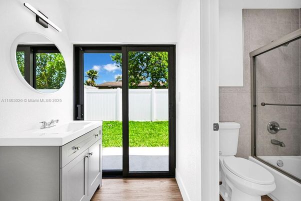 Bathroom, Glass Shower, Interior, Wood Texture Flooring