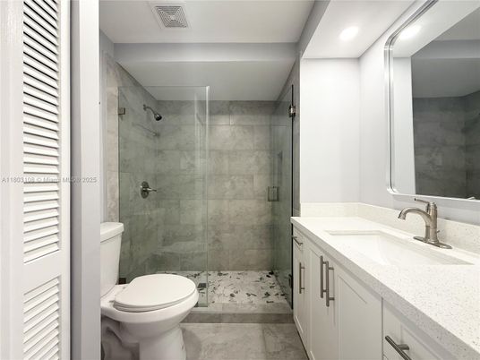 Bathroom, Glass Shower, Interior, Marble Walls, Recessed Lighting