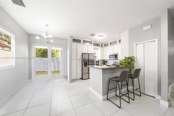Chandelier, Interior, Kitchen, Stainless Steel Appliances