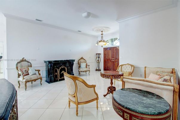 Chandelier, Fireplace, Interior