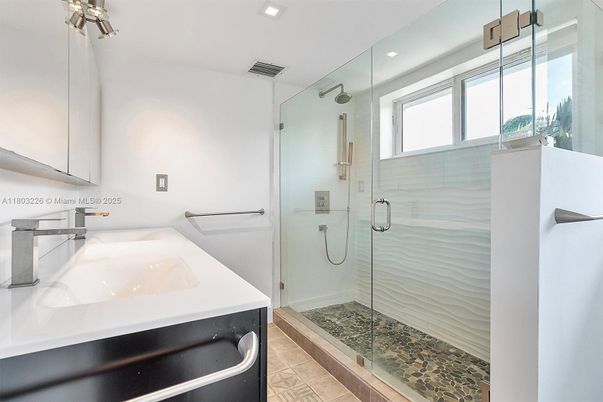 Bathroom, Glass Shower, Interior, Recessed Lighting
