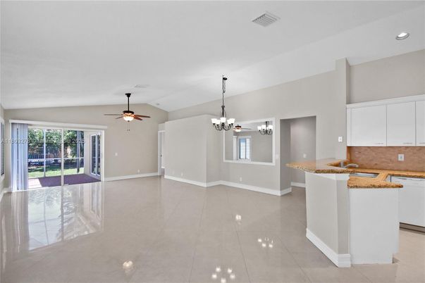 Chandelier, Empty room, Interior, Kitchen, Recessed Lighting